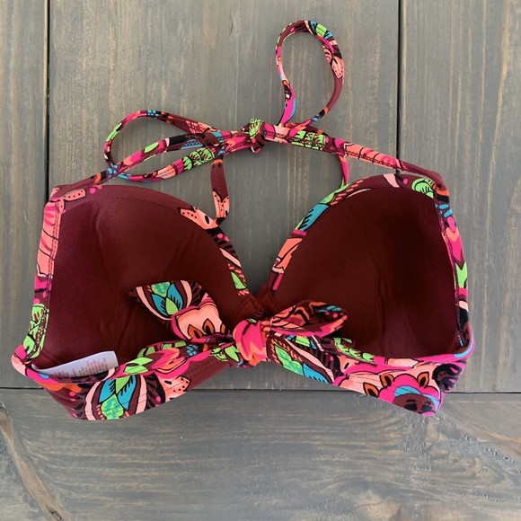 Swim Bikini Top Xhilaration Target Small Pink Floral Tropical Padded Underwire - Picture 2 of 3